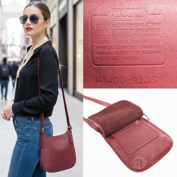 COACH USA Vintage Red Leather Crossbody Shoulder Bag - Made in USA - Picture 2 of 15